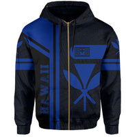 Kanaka Polynesian Zipper Hoodie Blue Morale Style - Polynesian Pride