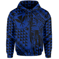 Hawaii Hoodie King Kakau Kanaka Blue - Polynesian Pride