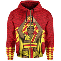 King Kanaka Kauka Zipper Hoodie Red - Polynesian Pride