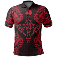 Kosrae Polo Shirt Kosrae Flag Map Polynesian Tattoo Red Unisex Red - Polynesian Pride