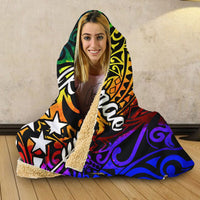 Kosrae Hooded Blanket - Rainbow Polynesian Pattern - Polynesian Pride