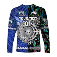 (Custom Personalised) Samoa And New Zealand Long Sleeve Shirt Together - Paua Shell LT8 - Polynesian Pride
