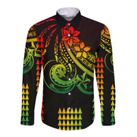 Kakau Hawaiian Polynesian Couples Matching Outfits Long Sleeve Dress And Long Sleeve Button Shirt Reggage LT6 - Polynesian Pride