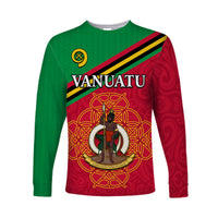 Vanuatu Long Sleeve Shirt Pattern Sand Drawing LT13 Unisex Red - Polynesian Pride