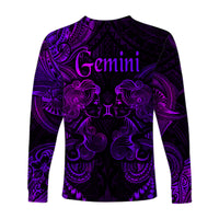 Gemini Zodiac Polynesian Long Sleeve Shirt Unique Style - Purple LT8 - Polynesian Pride