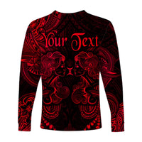 (Custom Personalised) Gemini Zodiac Polynesian Long Sleeve Shirt Unique Style - Red LT8 - Polynesian Pride