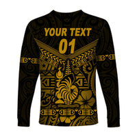 (Custom Personalised) New Caledonia Long Sleeve Shirts Simple Style - Gold LT8 - Polynesian Pride