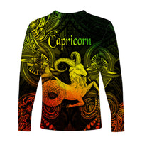 Capricorn Zodiac Polynesian Long Sleeve Shirt Unique Style - Reggae LT8 - Polynesian Pride
