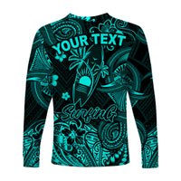 (Custom Personalised) Hawaii Surfing Polynesian Long Sleeve Shirt Unique Style - Turquoise LT8 - Polynesian Pride