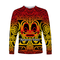 Marquesas Islands Long Sleeve Shirt Marquesan Tattoo Simple Style - Gradient Red LT8 - Polynesian Pride