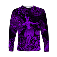 (Custom Personalised) Hawaii Hula Girl Polynesian Long Sleeve Shirt Unique Style - Purple LT8 Unisex Purple - Polynesian Pride