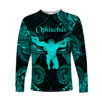 Ophiuchus Zodiac Polynesian Long Sleeve Shirt Unique Style - Turquoise LT8 Unisex Turquoise - Polynesian Pride