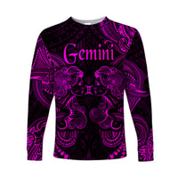 (Custom Personalised) Gemini Zodiac Polynesian Long Sleeve Shirt Unique Style - Pink LT8 Unisex Pink - Polynesian Pride