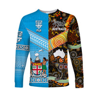 Australia Aboriginal And Fiji Tapa Long Sleeve Shirt Together LT8 Unisex Blue - Polynesian Pride
