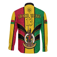 (Custom Text and Number) Vanuatu Long Sleeve Button Shirt Pig Tusk Polynesian LT13 - Polynesian Pride