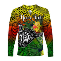 (Custom Personalised) The Shaka Hawaii Long Sleeve Shirt Tropical Flowers Reggae Version LT13 - Polynesian Pride