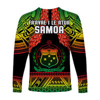 Samoa Rugby Long Sleeve Shirt Teuila Torch Ginger Gradient Style LT14 - Polynesian Pride