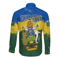 (Custom Personalised) Solomon Islands Long Sleeve Button Shirt Happy 44th Independence Anniversary Polynesian Pattern LT14 - Polynesian Pride