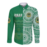 (Custom Text And Number) Tonga Saineha High School Long Sleeve Button Shirt Class Of Year Tongan Ngatu Pattern LT14 - Polynesian Pride