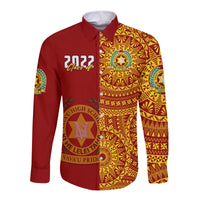 (Custom Text And Number) Tonga Vavau High School Long Sleeve Button Shirt Class Of Year Tongan Ngatu Pattern LT14 - Polynesian Pride