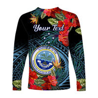 (Custom Personalised) Federated States of Micronesia Long Sleeve Shirt Hibiscus Flowers FSM Seal Polynesian LT14 - Polynesian Pride