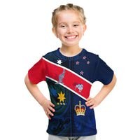 Aotearoa Mix Australia T Shirt Maori Mix Aboriginal Line Arty Style LT9 Kid Blue - Polynesian Pride