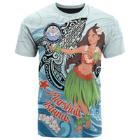 Marshall Islands T Shirt Polynesian Girls With Shark Unisex Black - Polynesian Pride