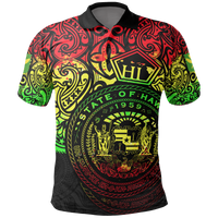 Hawaii Polo Shirt Hawaii Seal Pride Style (Reggae) Unisex BLACK - Polynesian Pride