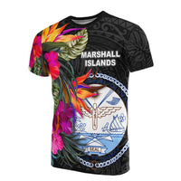 Marshall Islands T shirt Hibiscus Polynesian Pattern Unisex Black - Polynesian Pride
