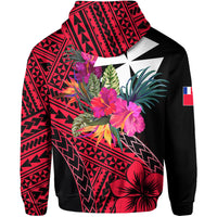 Wallis and Futuna Hoodie Hibiscus Red No.1 Color LT6 - Polynesian Pride