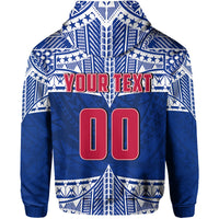 (Custom and Number) Toa Samoa Rugby Hoodie Siva Tau LT6 Blue - Polynesian Pride