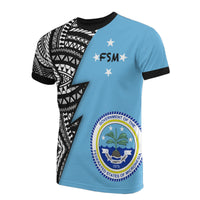 Federated States of Micronesia Pattern All Over T Shirt F S M Flag Seal Polynesian Tattoo Unisex Blue - Polynesian Pride