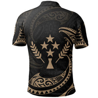 Kosrae Micronesia Polo Shirt Gold Tribal Wave - Polynesian Pride