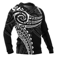 Polynesian Hoodie White Tribal Pattern - Polynesian Pride