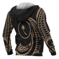 Chuuk Micronesia All Over Zip up Hoodie Gold Tribal Wave - Polynesian Pride