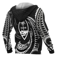 Guam Polynesian Zip up Hoodie White Tribal Wave - Polynesian Pride