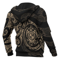 Tonga Polynesian All Over Zip up Hoodie Gold Turtle Tribal - Polynesian Pride