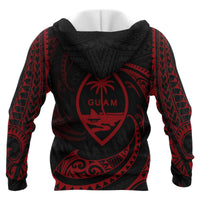 Guam Polynesian Zip up Hoodie Red Tribal Wave - Polynesian Pride