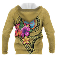 Guam Polynesian All Over Zip up Hoodie Floral With Seal Gold - Polynesian Pride