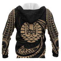 Tahiti Polynesian Hoodie Gold Tribal Wave - Polynesian Pride