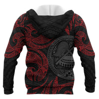 American Samoa Polynesian All Over Zip up Hoodie Red Tribal - Polynesian Pride