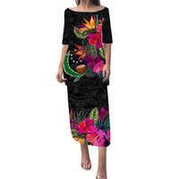 Pohnpei Polynesian Tribal Puletasi Dress - LT12 Long Dress Black - Polynesian Pride