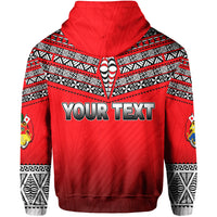 Custom Tonga Zip Hoodie Ngatu Polynesian Red Style LT6 - Polynesian Pride