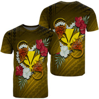 Kanaka Manta Ray Plumeria Heart Polynesian T Shirt Sea Flower AH Unisex Black - Polynesian Pride