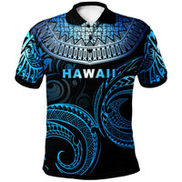 Hawaii Custom Polo Shirt Unique Serrated Texture Blue Unisex Blue - Polynesian Pride