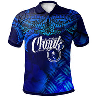 Chuuk Polynesian Polo Shirt Lauhala Coat Of Arms Blue - Polynesian Pride
