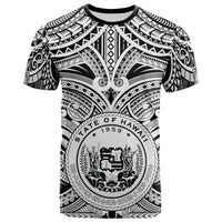 Hawaii T Shirt Coat of Arm Hawaii & Polynesian Tattoo Unisex White - Polynesian Pride