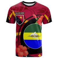 Papua New Guinea T Shirt Morobe Flag of PNG with Hibicus and Polynesian Culture T Shirt Art - Polynesian Pride