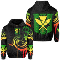 Hawaiian Kanaka Hoodie (Zipper) Hawaii Always In My Heart AH Unisex Black - Polynesian Pride