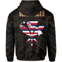 Hawaiian Kanaka Hoodie (Zipper) Heart Tattoo Gold - Polynesian Pride